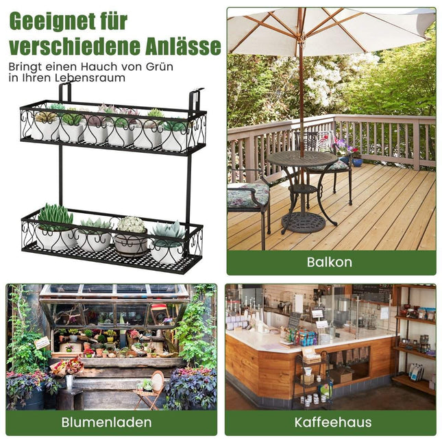 Etagère suspendue Cache-pot à 2 niveaux 60 x 33 x 59 cm noir