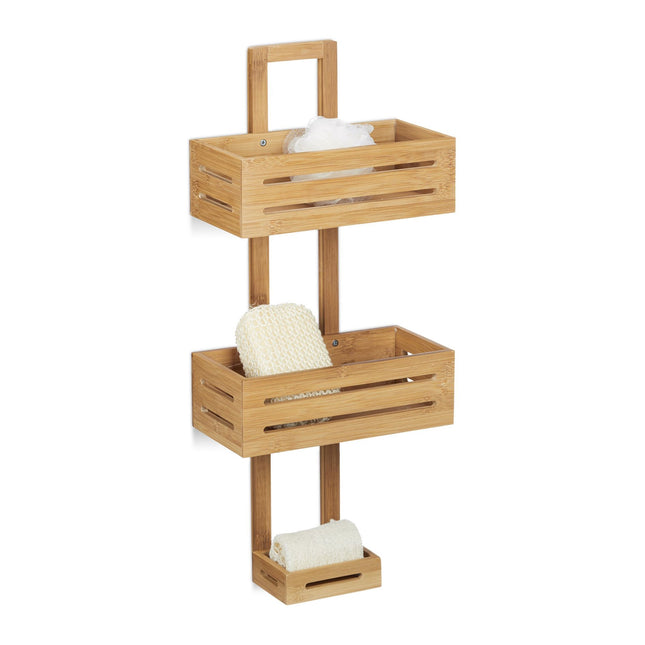 Panier de douche suspendu en bambou