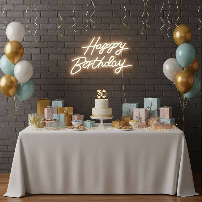 LED-Schild „Happy Birthday“ – Acryl, USB-betrieben