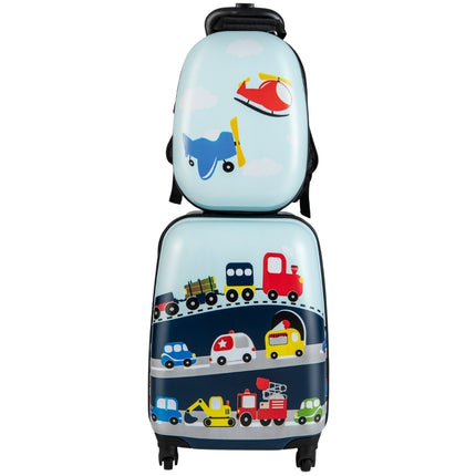 Valise rigide 2 pièces, ensemble de bagages à main avec roulettes, bleu roulant