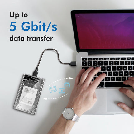 Festplattengehäuse 2,5" SATA USB 3.0 Schraubenloses Design Transparent