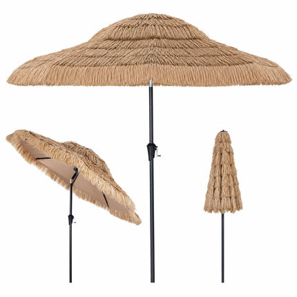 Parasol de jardin hawaïen, 275 cm, inclinable à manivelle