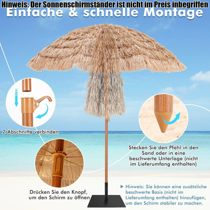 Hawaiianischer Sonnenschirm 220 cm mit Kippfunktion
