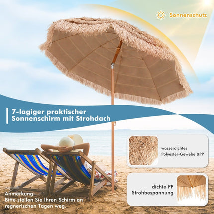 Hawaiianischer Sonnenschirm 220 cm mit Kippfunktion