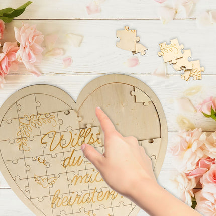 Puzzle en bois gravé en forme de cœur, cadeau