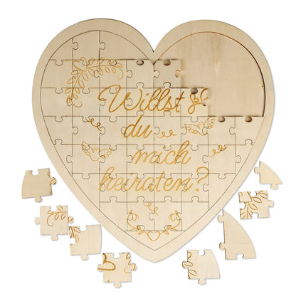 Puzzle en bois gravé en forme de cœur, cadeau