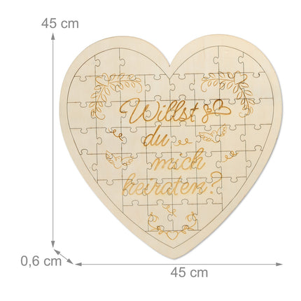 Puzzle en bois gravé en forme de cœur, cadeau