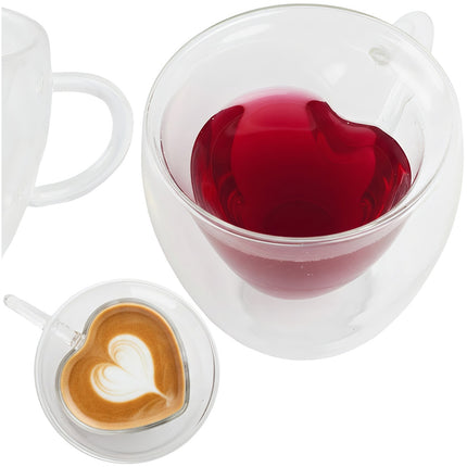 Verre isotherme en forme de cœur, 240 ml, double paroi