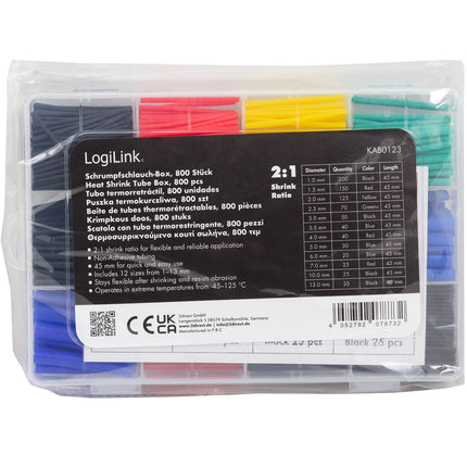 Heat Shrink Tubing, 800-Pack, 45mm, Mixed Colors