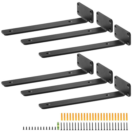 Heavy-Duty 12-Inch Steel Shelf Brackets, 6 Pack, 160 lb