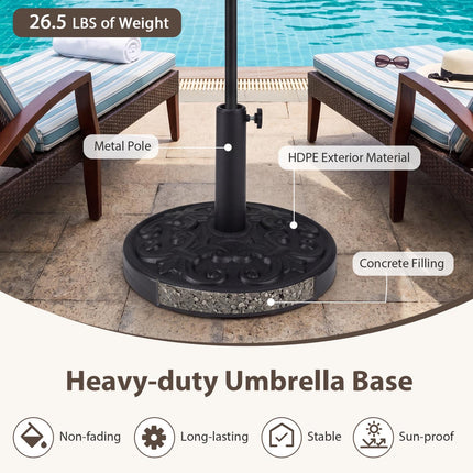 Pied de parasol robuste de 12 kg (26,5 lb), bouton réglable
