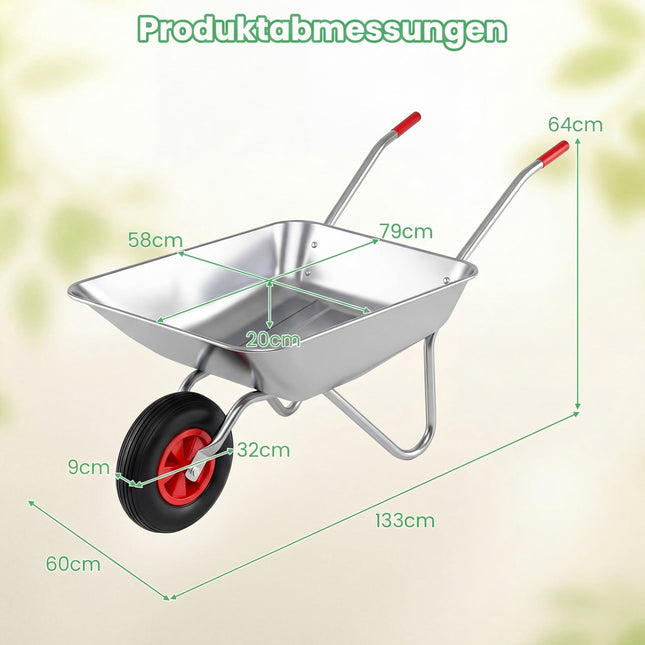 Schwerlast-Gartenwagen, 136 kg Tragkraft, 62,5 L Wanne
