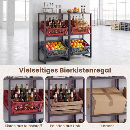 Robustes Bierregal aus Metall, 3-stufig, mit verstellbaren Ablagen