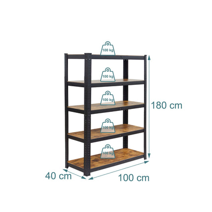 Étagère métallique robuste, capacité de 500 kg