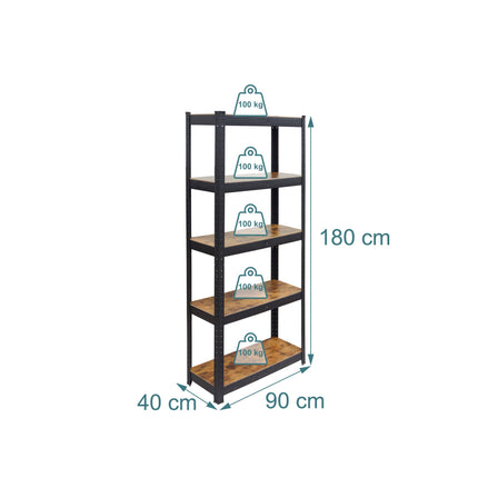 Étagère métallique robuste, capacité de 500 kg