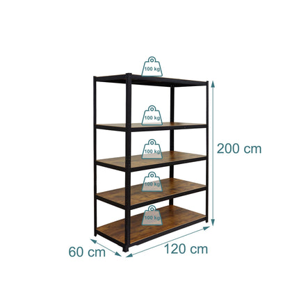 Étagère métallique robuste, 5 niveaux, capacité de 500 kg