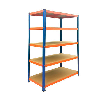 Heavy-Duty Metal Shelving Unit with 5 Adjustable Shelves, 875 kg, Blue-Orange