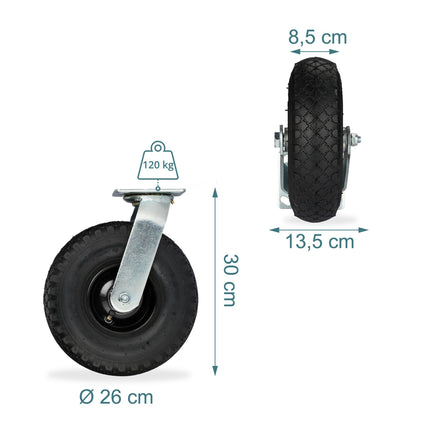 Ensemble de roulettes pneumatiques robustes pour chariots de transport