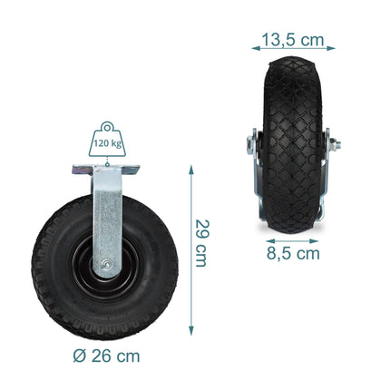 Ensemble de roulettes pneumatiques robustes pour chariots de transport