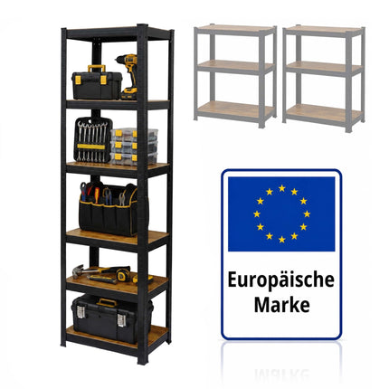 Heavy-Duty Shelving Unit with 5 Shelves, 500 kg, Industrial Style, Black