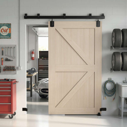 Schiebetürbeschlag-Set für hohe Beanspruchung, 183 cm, schwarzer Stahl