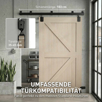 Schiebetürbeschlag-Set für hohe Beanspruchung, 183 cm, schwarzer Stahl