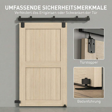 Schiebetürbeschlag-Set für hohe Beanspruchung, 183 cm, schwarzer Stahl