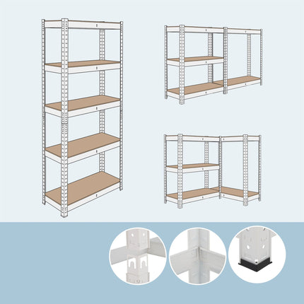 Étagère en acier robuste, 5 niveaux réglables