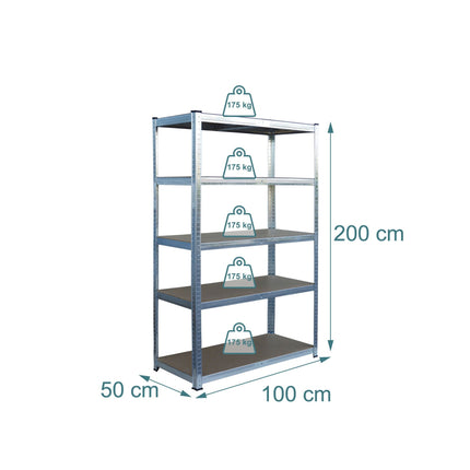 Étagère en acier robuste, 5 niveaux, capacité de 875 kg