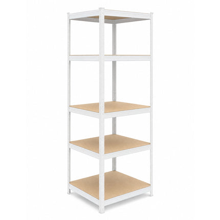 Heavy-Duty Steel Shelving Unit with 5 Adjustable Shelves, White, 875 kg Load