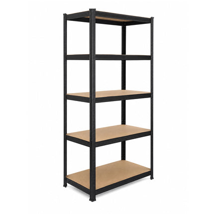 Heavy-Duty Steel Shelving Unit with 5 Adjustable Tiers, 175 kg per Tier, Black