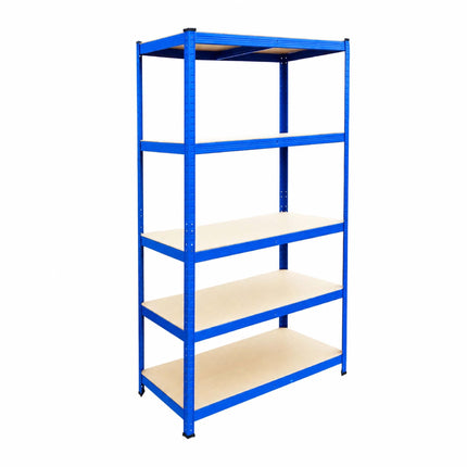 Heavy-Duty Steel Storage Rack with 5 Adjustable Shelves, 175 kg per Shelf, Blue