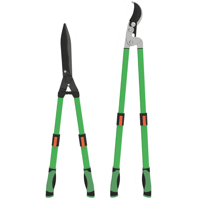 Ensemble taille-haie 2 pièces, sécateur de jardin, longueur de lame 90 cm, sécateur avec lames en métal, manche extensible