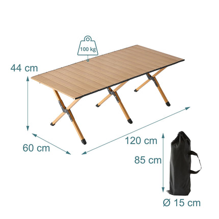 Table de camping pliante à hauteur réglable, en acier, résistante aux intempéries