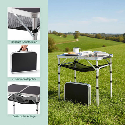 Höhenverstellbarer Camping-Falttisch, Aluminiumgestell