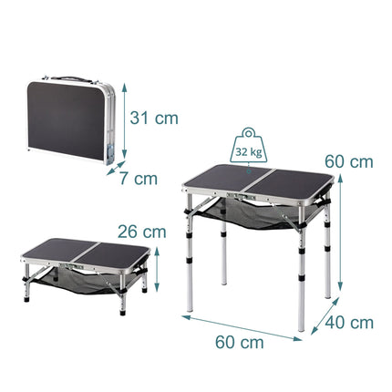 Höhenverstellbarer Camping-Falttisch, Aluminiumgestell