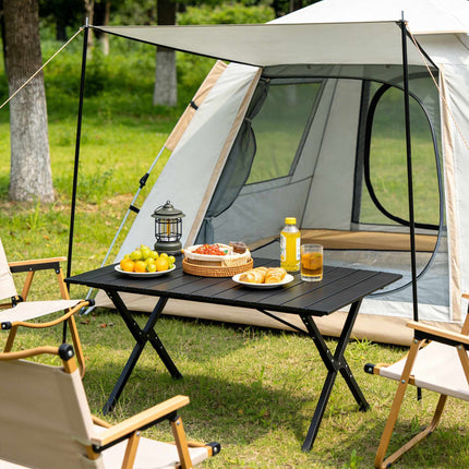 Table de camping pliante, en acier, résistante aux intempéries