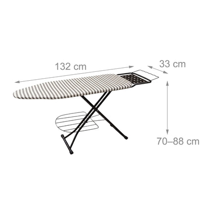 Höhenverstellbares Bügelbrett mit Bügeleisenablage, 110x33 cm