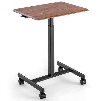 Höhenverstellbarer Laptop-Schreibtisch mit Rädern Computertischwagen Pflegetisch Braun