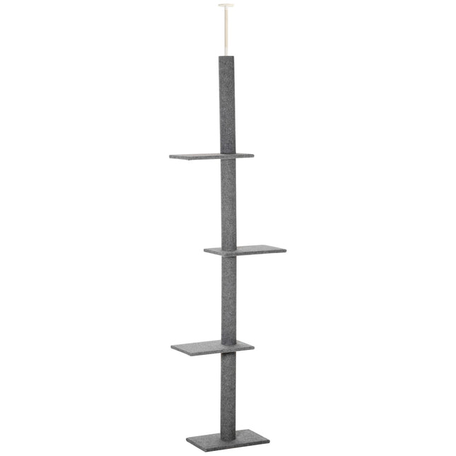 Arbre À Gratter Réglable En Hauteur Pour Chats, Arbre De Jeu, Gris, 43 X 27 X 228-260 Cm