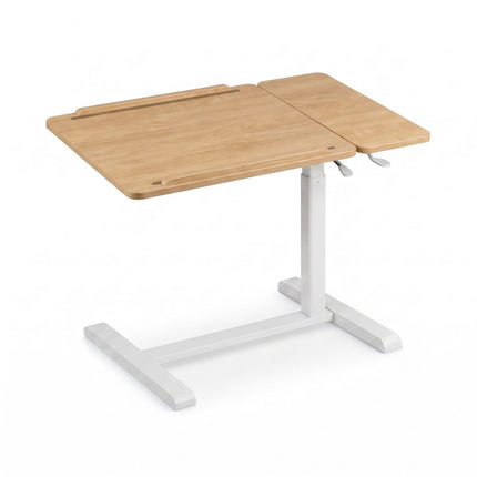 Bureau assis-debout réglable en hauteur avec roulettes, blanc naturel
