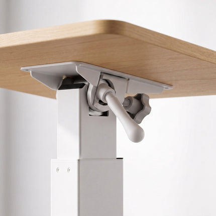 Bureau assis-debout réglable en hauteur avec roulettes, blanc naturel
