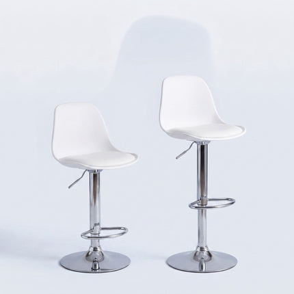 Height-Adjustable Swivel Bar Stools with Backrest, Set of 2, White