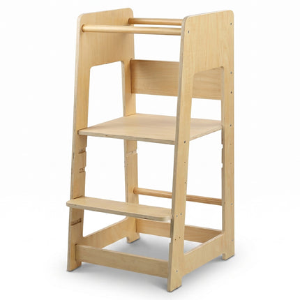 Höhenverstellbarer Lernturm für Kleinkinder, Naturholz