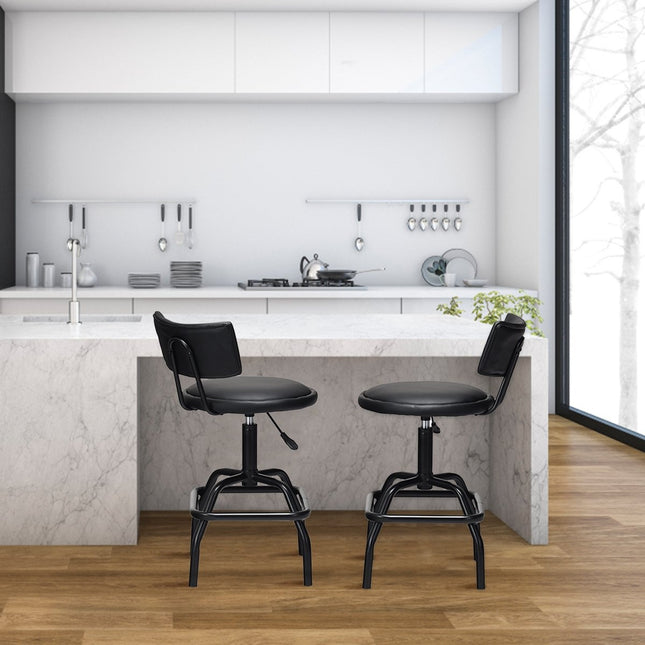 Höhenverstellbarer Barhocker mit Kunstleder &amp; gepolsterter Rückenlehne 360° drehbarer Barstuhl