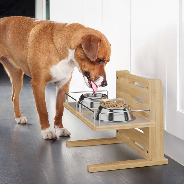 Station d'alimentation réglable en hauteur pour chiens