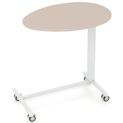 Table d'appoint réglable en hauteur avec roulettes Table mobile pour ordinateur portable 74-108 cm rose + blanc charge statique jusqu'à 75 kg
