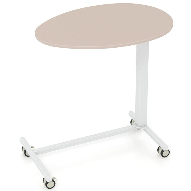 Höhenverstellbarer Beistelltisch mit Rollen Mobiler Laptoptisch 74-108 cm Rosa + Weiß Statische Belastung bis 75 kg