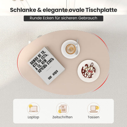 Table d'appoint réglable en hauteur avec roulettes Table mobile pour ordinateur portable 74-108 cm rose + blanc charge statique jusqu'à 75 kg