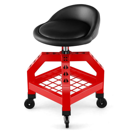 Tabouret d'atelier réglable en hauteur, capacité de charge de 150 kg avec plateau à outils, chaise d'atelier rouge